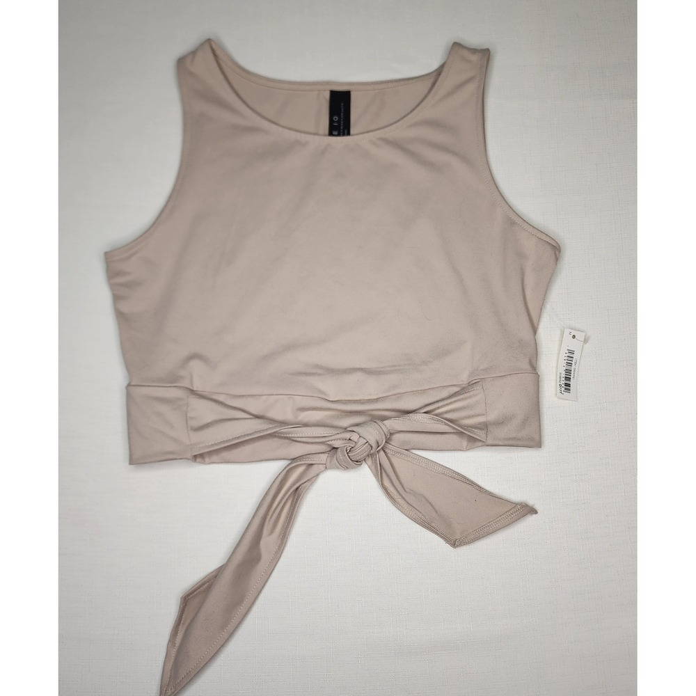 Core 10 Womens Beige Front Tie Crop Tank Top Yoga Size M NWT